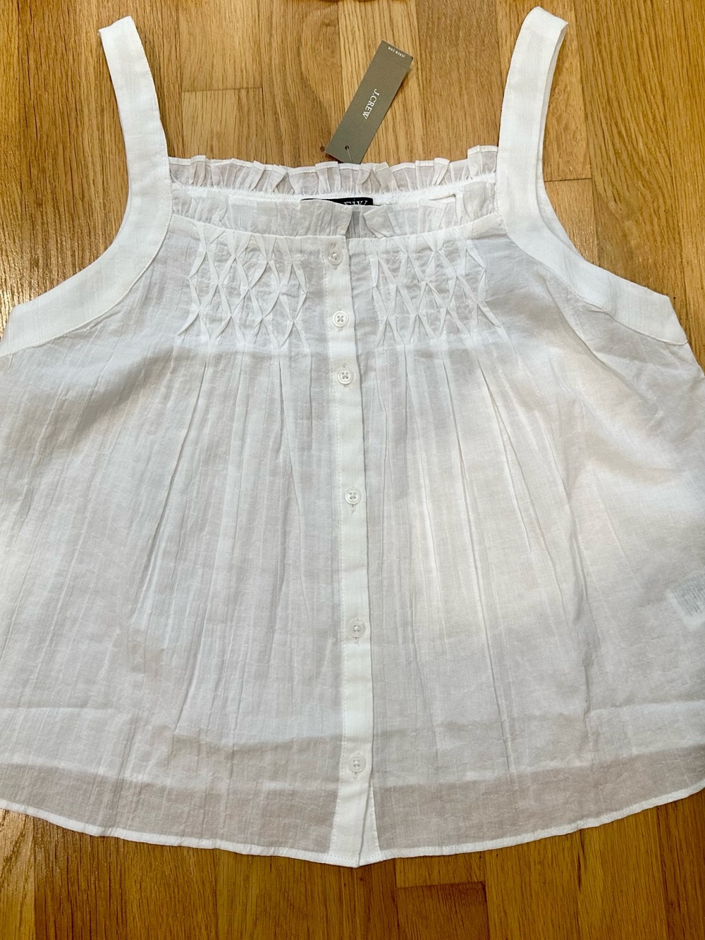 Lot Of 2 J. Crew Tanks Scallop-trim Tank Top In Ramie NWT White And Pale Yellow - Picture 2 of 10